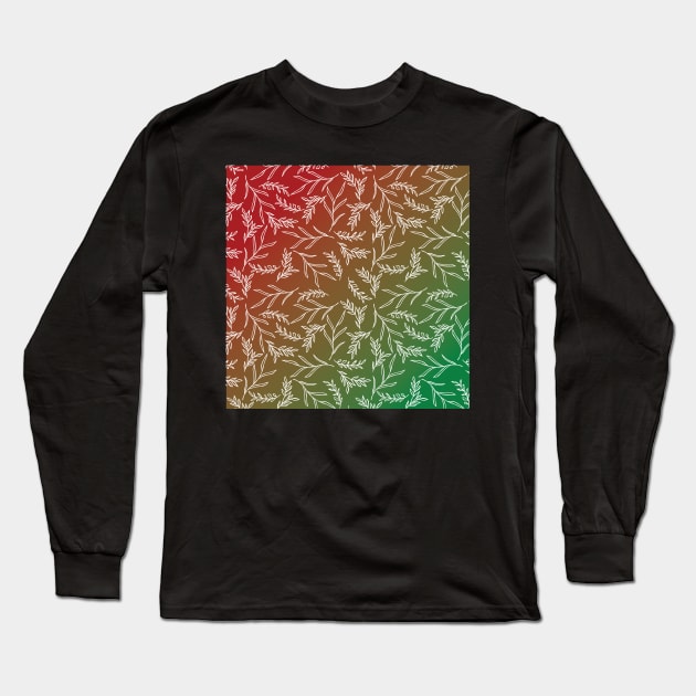 Winter Holiday Christmas Leaf Pattern Long Sleeve T-Shirt by greenoriginals